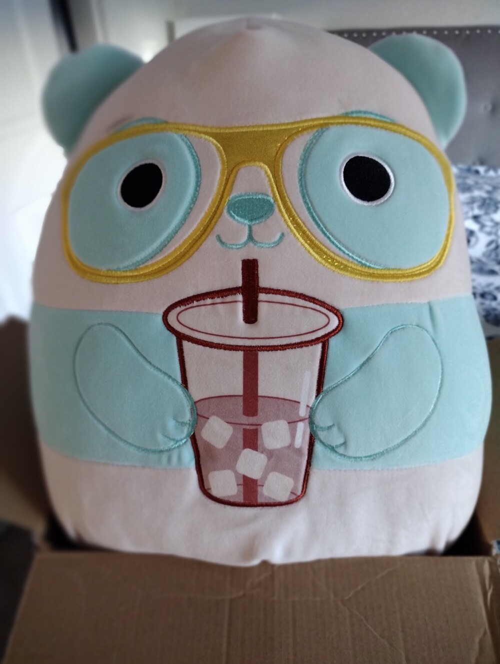 Squishmallows pastel teal and peach Sissy plush tag
